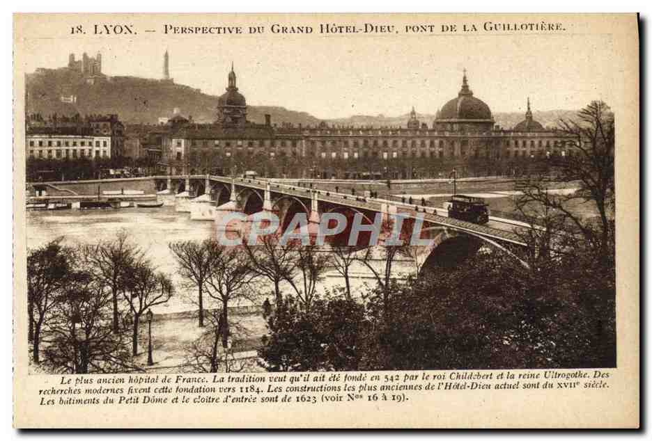 CPA Lyon Perspective Du Grand Hotel Dieu Pont De La Guillotiere