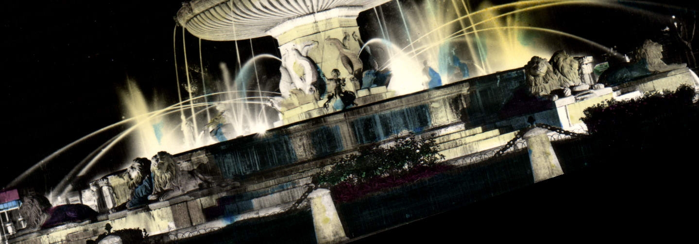Aix-en-Provence — Grande Fontaine auf der Rotonde in der Nacht — Société Éditions de France, rue Clopier