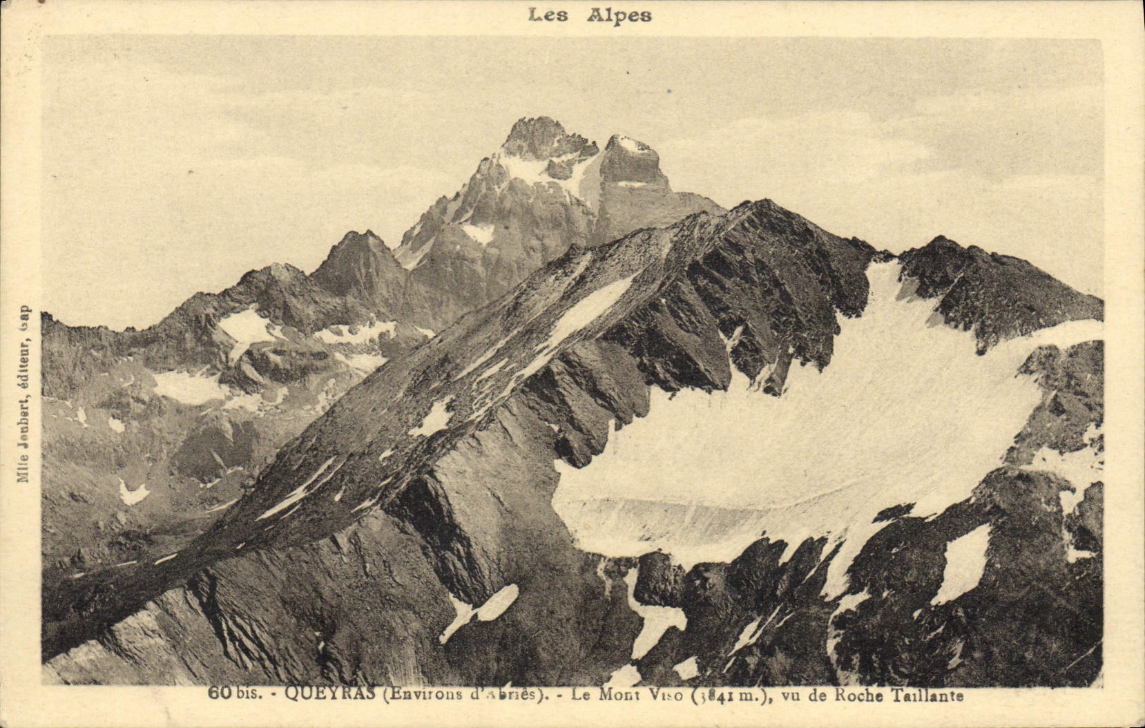 Les Alpes — Vue du Mont Viso (3841 m) depuis Roche Taillante — Mile Jambert, éditeur, n° 60 bis