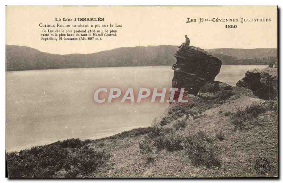 CPA Lac D'Issarles Curieux Rocher Tombant A Pic Sur Le Lac