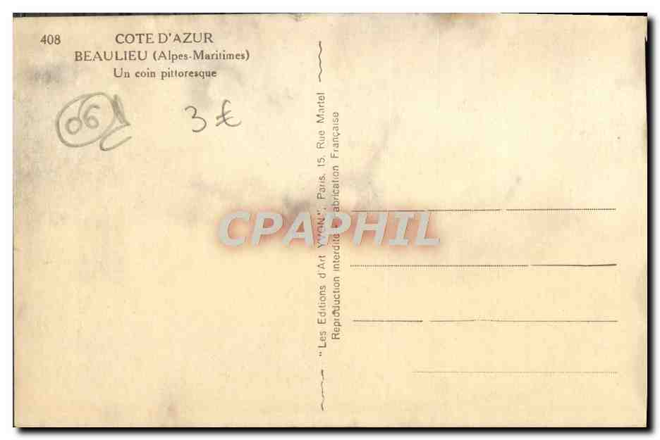 CPA Beaulieu Un Coin Pottoresque — Rückseite