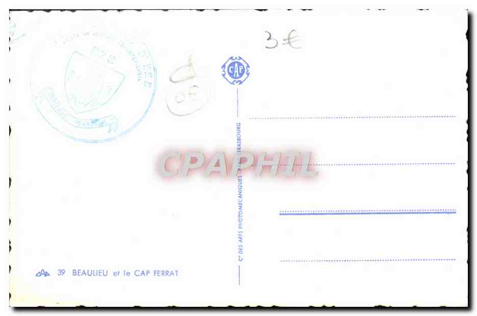 CPA Beaulieu Sur Mer et le Cap Ferrat — Rückseite