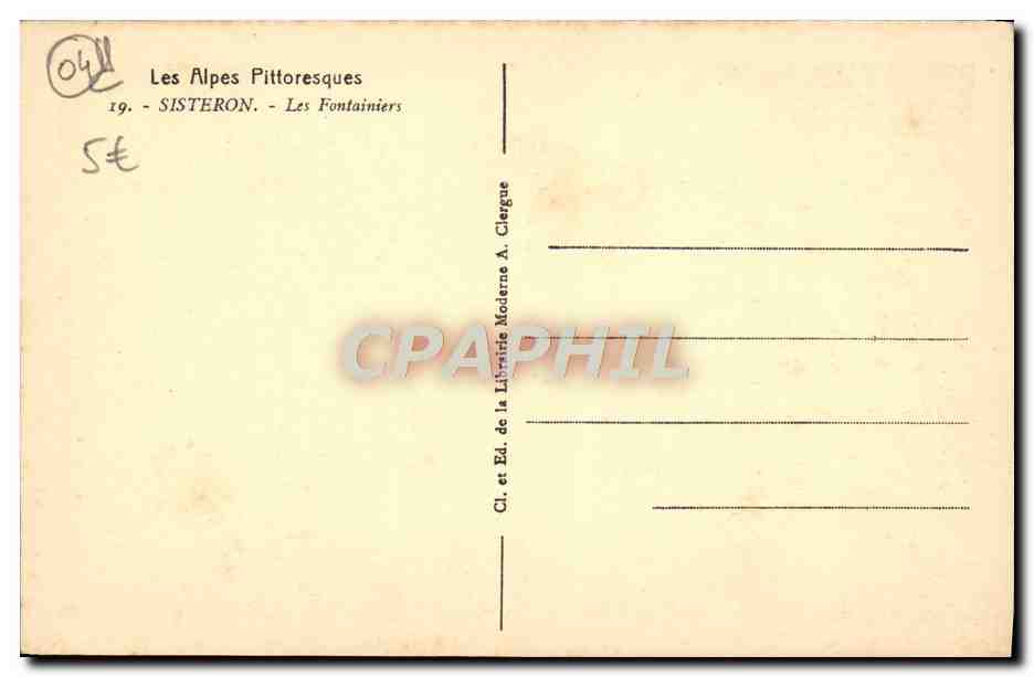 CPA Sisteron Les Fontainiers — Rückseite