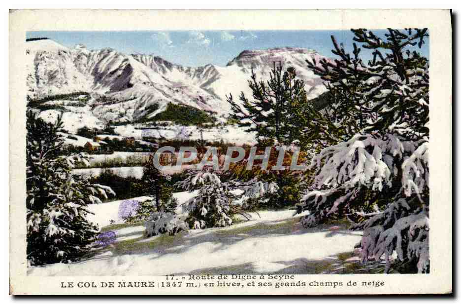 CPA Route de Digne a Seyne Le col de Maure en hiver et ses champs de neige 