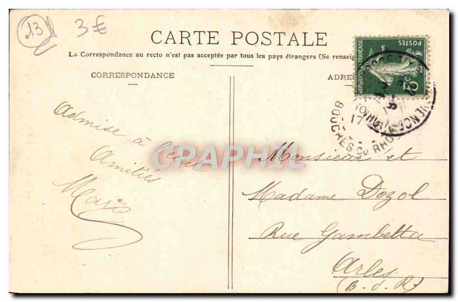 Aix-en-Provence — Fontaine des 4 Dauphins — Lycée Mignet — Collection Jaussaud — Verso