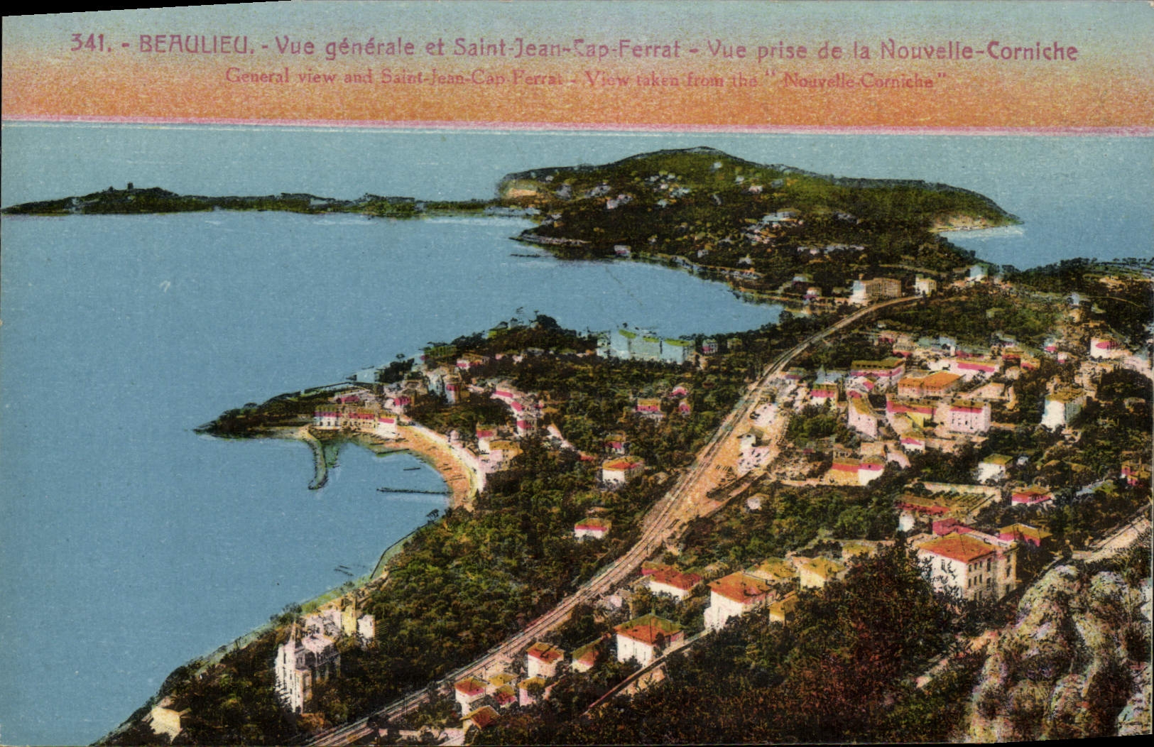 CPA Beaulieu Vue Generale et Saint Jean Cap Ferrat Vue prise de la Nouvelle Corniche 