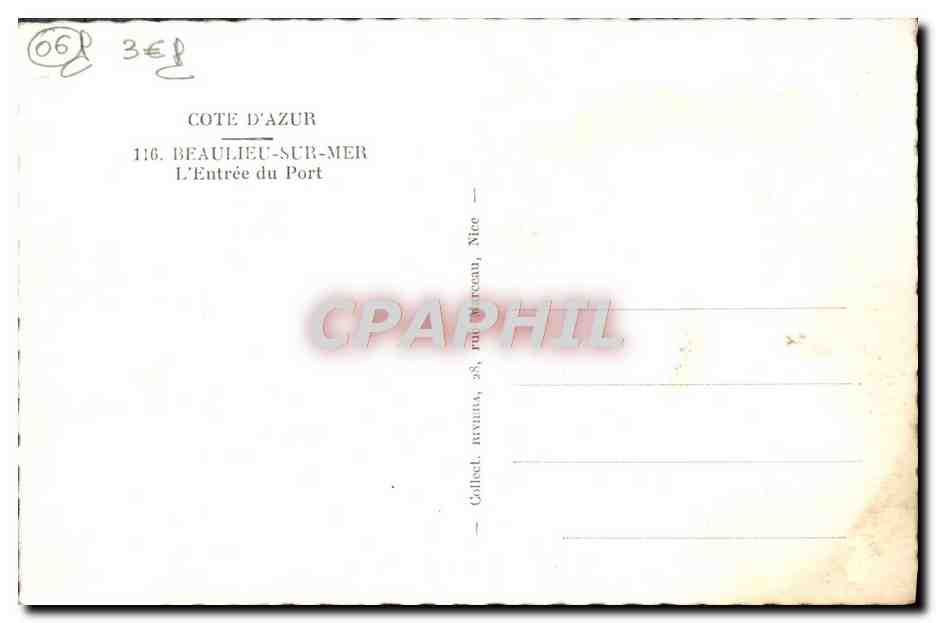 CPM Beaulieu Sur Mer L'Entree du Port Bateaux — Rückseite