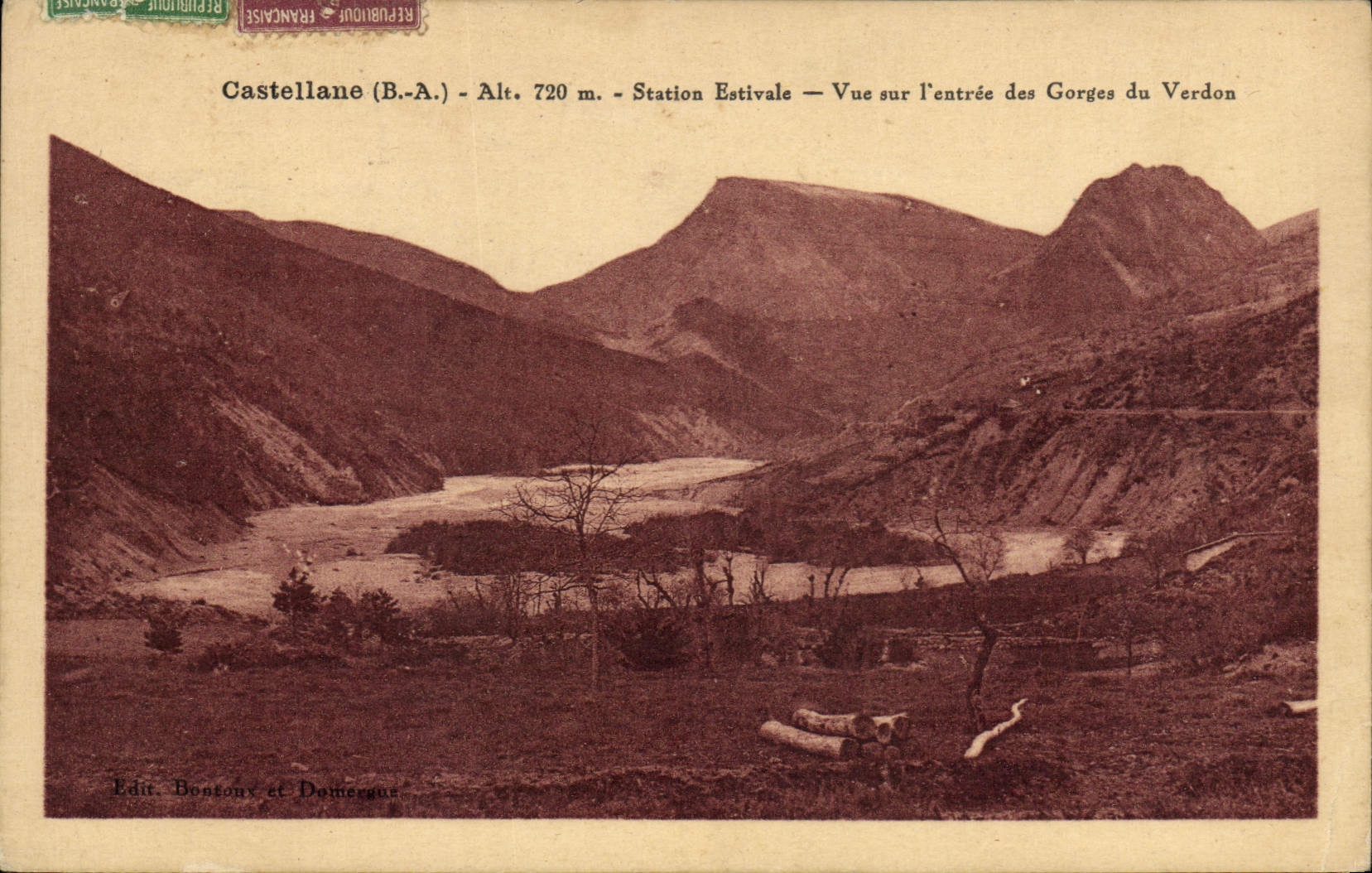 Castellane (B.-A.) - Alt. 720 m. - Station Estivale — Vue sur l'entrée des Gorges du Verdon — Edit. Bontoux et Domergue