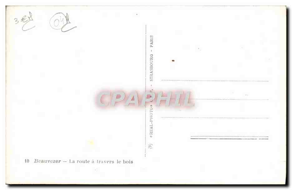 CPA Beauvezer La Route a Travers le Bois — Verso
