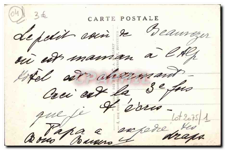 CPA Beauvezer Un des sous bois Pres le Verdon — Verso