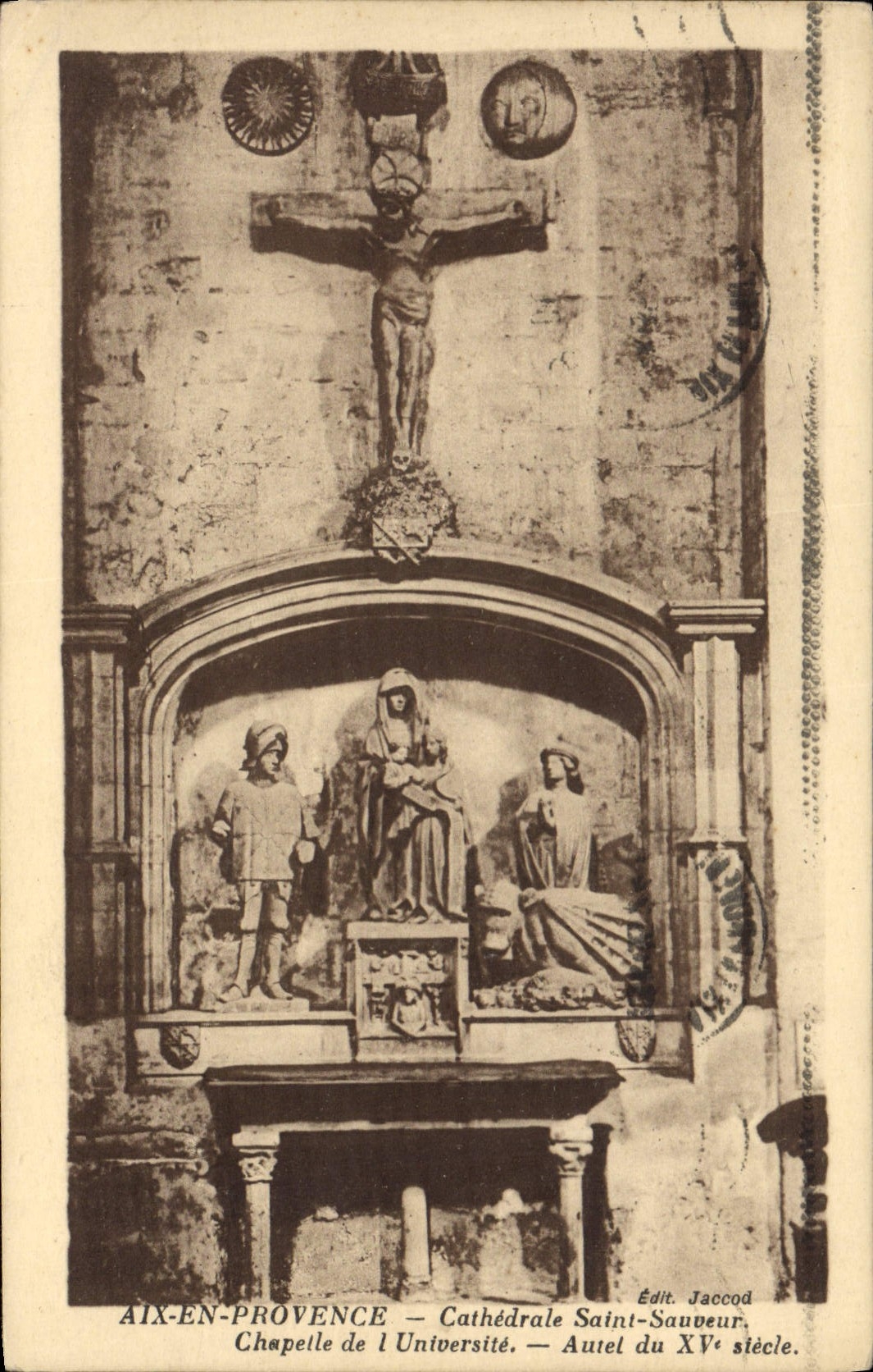 Aix-en-Provence — Cathédrale Saint-Sauveur — Autel de la chapelle de l'Université du XVᵉ siècle — Édit. Jaccod