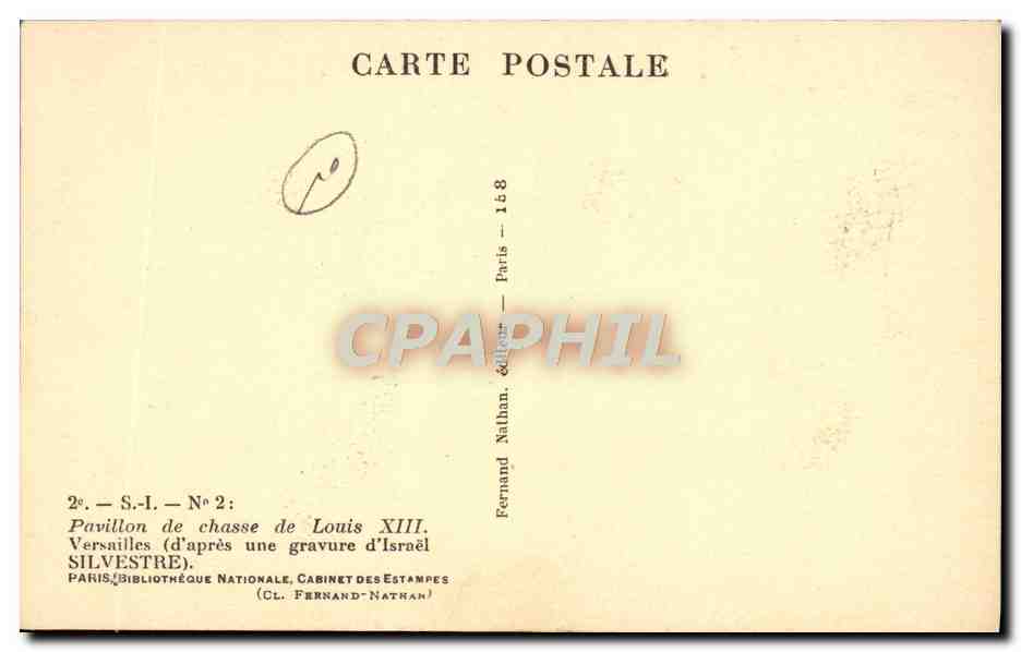 CPA Versailles Pavillon de chasse de louis XIII — Rückseite