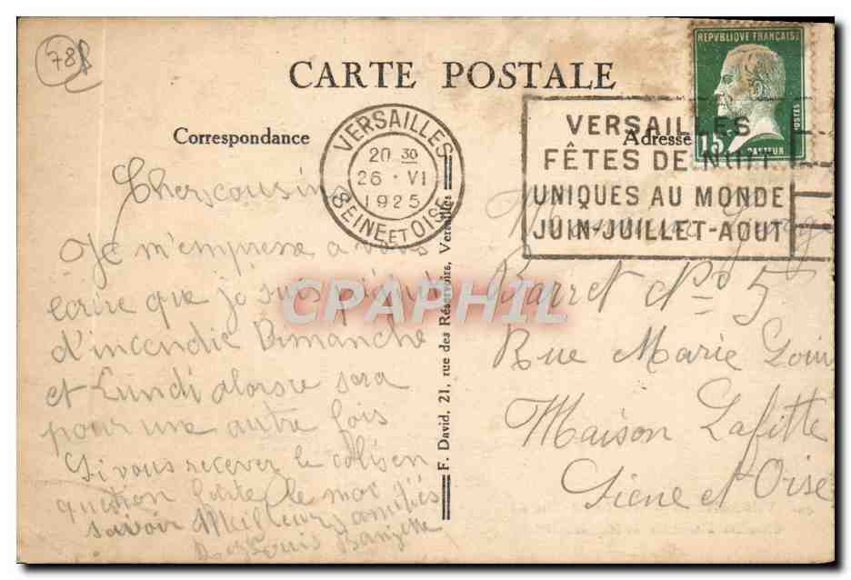 CPA Jardins De Versailles Le Grand Trianon Chambre a coucher de Napoleon 1er — Verso