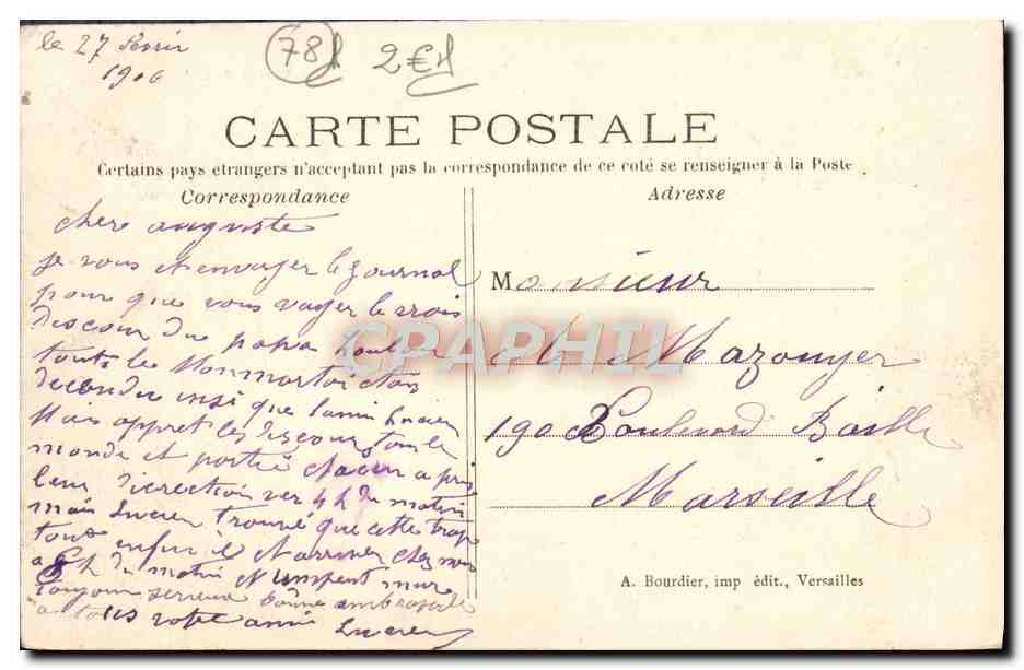 CPA Parc de Versailles Bassin de Latone — Verso