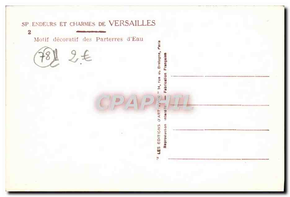 CPA Palais De Versailles Motif decoratif des parterres d'eau — Rückseite