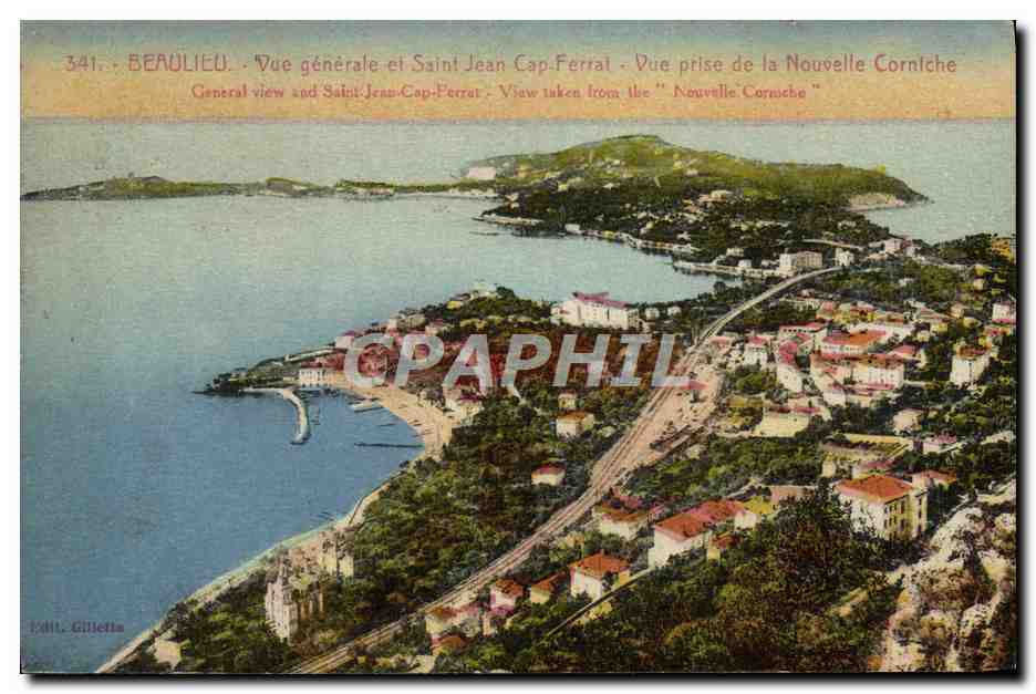 CPA Beaulieu Vue Generale et Saint Jean Cap Ferrat Vue prise de la Nouvelle corniche 