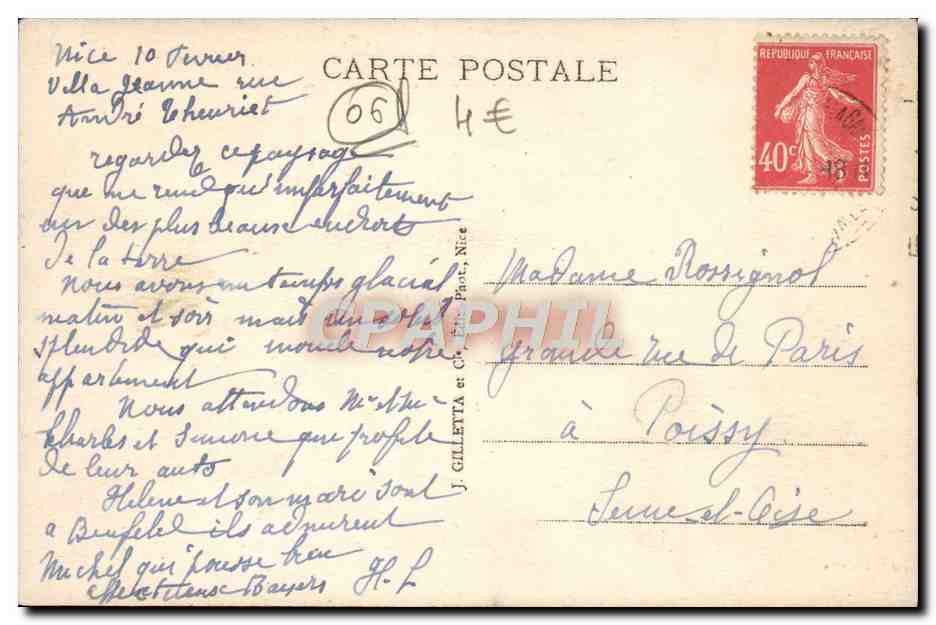 CPA Beaulieu Vue Generale et Saint Jean Cap Ferrat Vue prise de la Nouvelle corniche  — Verso