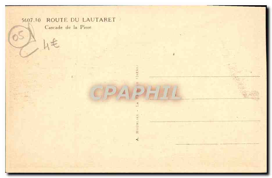 CPA Route du Lautaret Cascade de la Pisse  — Rückseite
