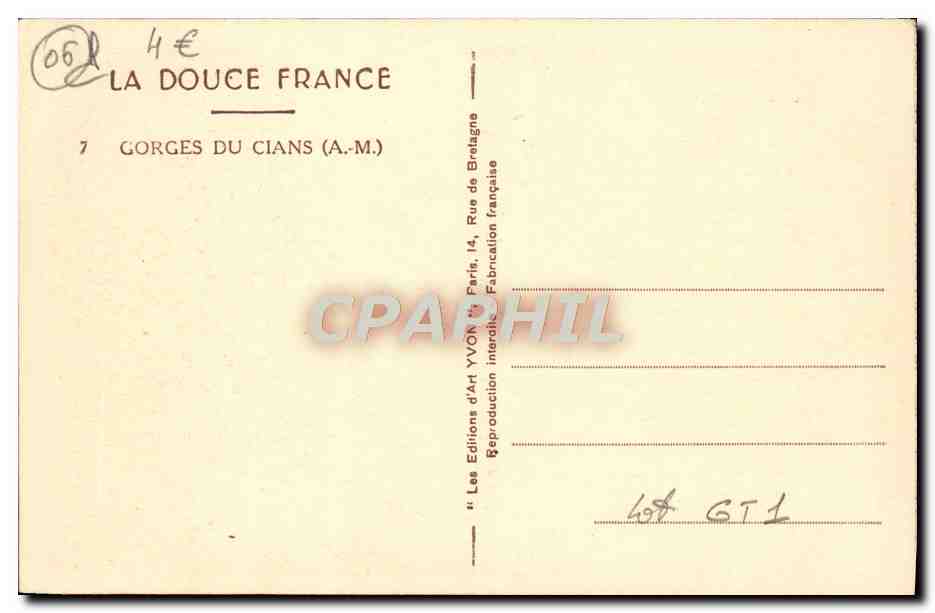 CPA Gorges Du Cians — Rückseite
