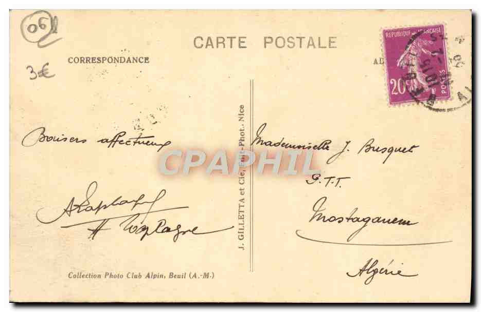 CPA Route De Beuil Gorges Du Cians En Hiver — Verso
