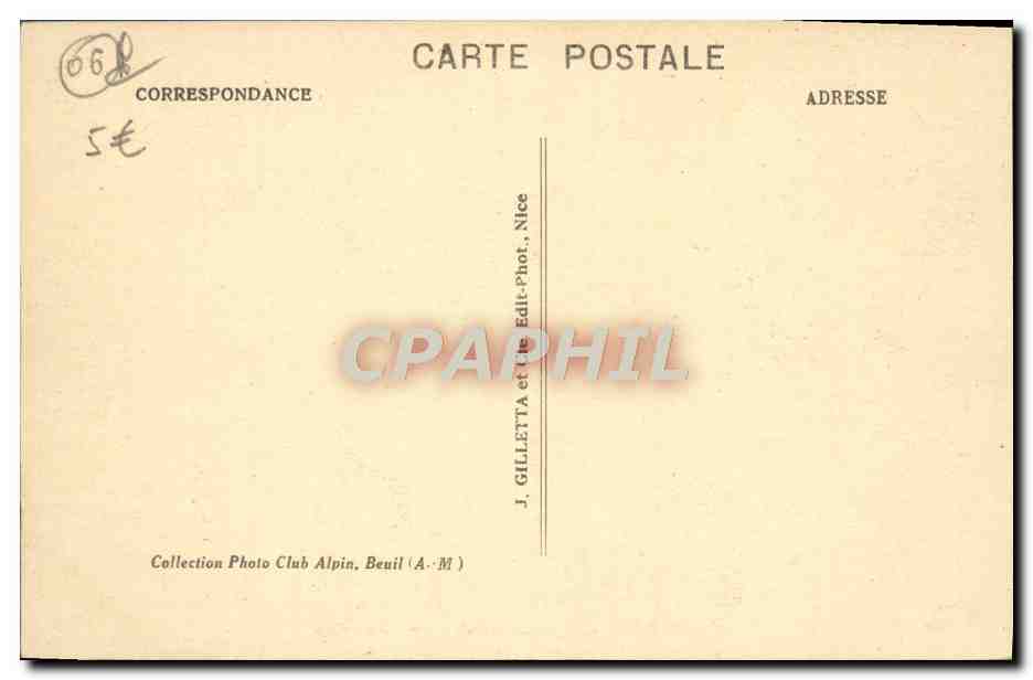 CPA Route De Beuil Gorges Du Cians Les Lacets — Rückseite