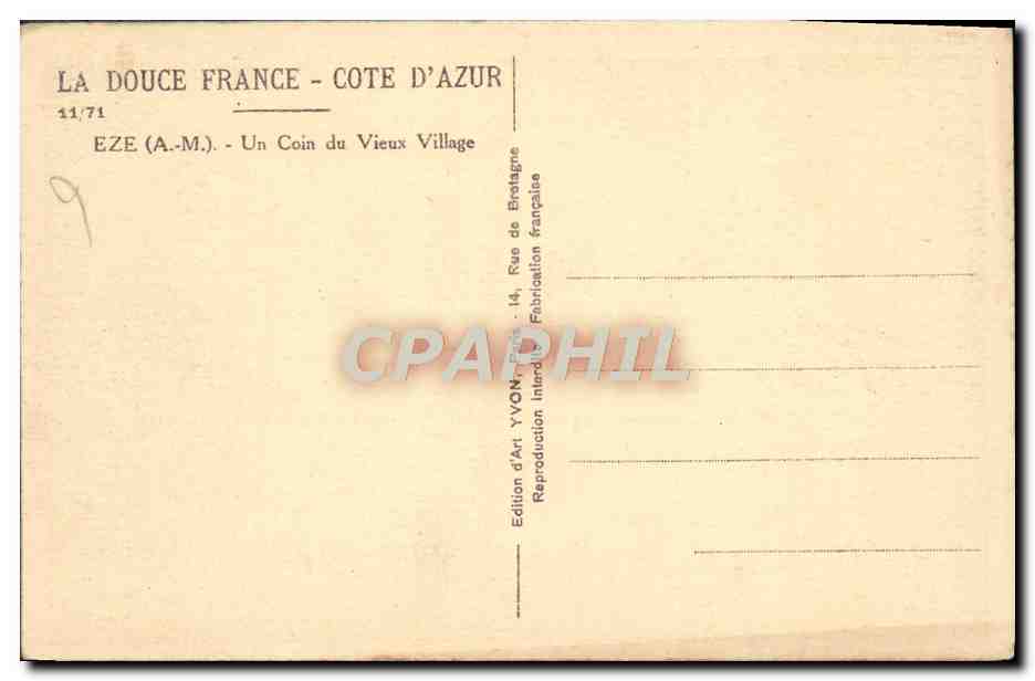 CPA Eze Un Coin Du Vieux Village — Rückseite