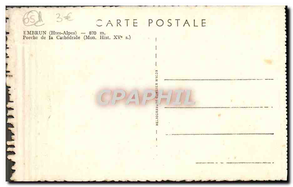 Embrun (Htes-Alpes) — Porche de la Cathédrale — Héloïs Gravier Macé — Rückseite