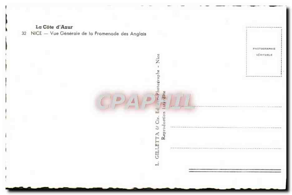 CPM Nice Vue Generale De La Promenade Des Anglais — Rückseite