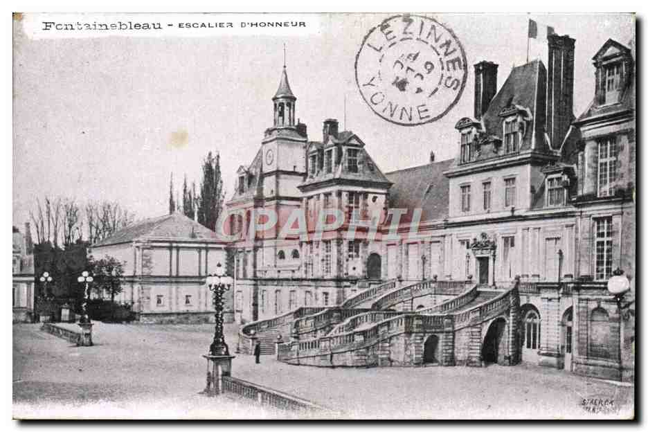Fontainebleau - Treppen des Ehrenhofes — Verlag B. LEROUX, n° 487 - Vorderseite