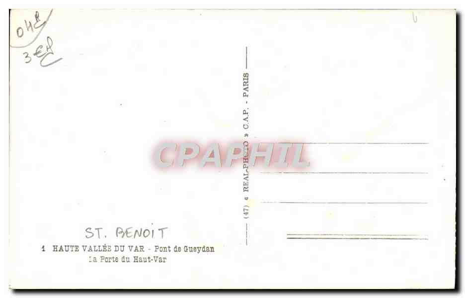 La Porte du Haut-Var — Pont de Gueydan — C.A.P. (47) — ST. PÉNOIT — Rückseite