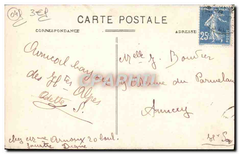 Digne - Grande Fontaine — Verlag E. Sicard, Digne — Rückseite