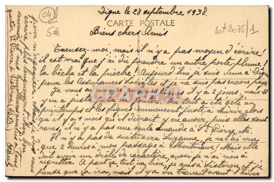 CPA Digne les Bains et le defile de la Bleone Route Napoleon — Verso