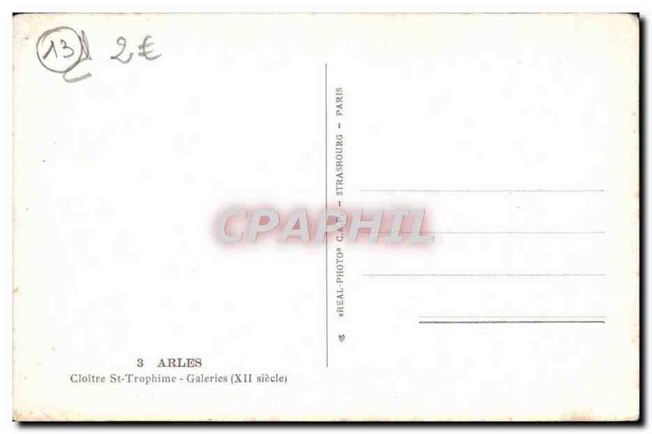 Cloître Saint-Trophime — Galeries du XIIe siècle — REAL-PHOTO-CARSTRASBOURG - PARIS — Rückseite