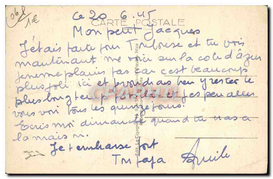 CPA Beaulieu Sur Mer Et Saint Jean Cap Ferrat Vue Generale — Rückseite