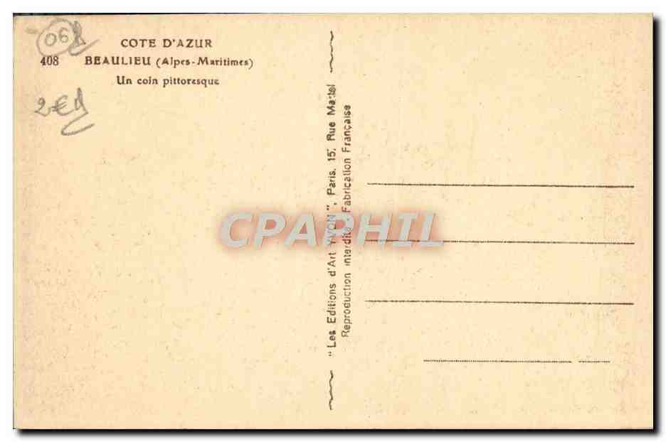 CPA Beaulieu Un Coin Pittoresque — Rückseite