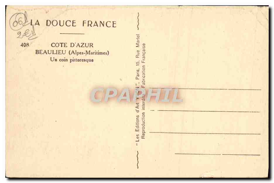 CPA Beaulieu Un Coin Pittoresque — Rückseite