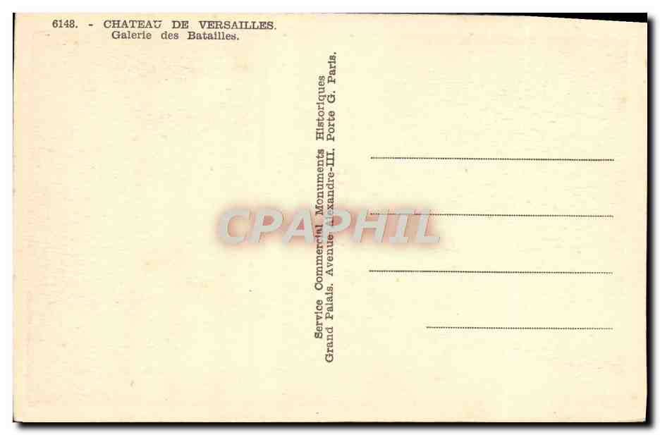 CPA Versailles Galerie Des Batailles — Verso