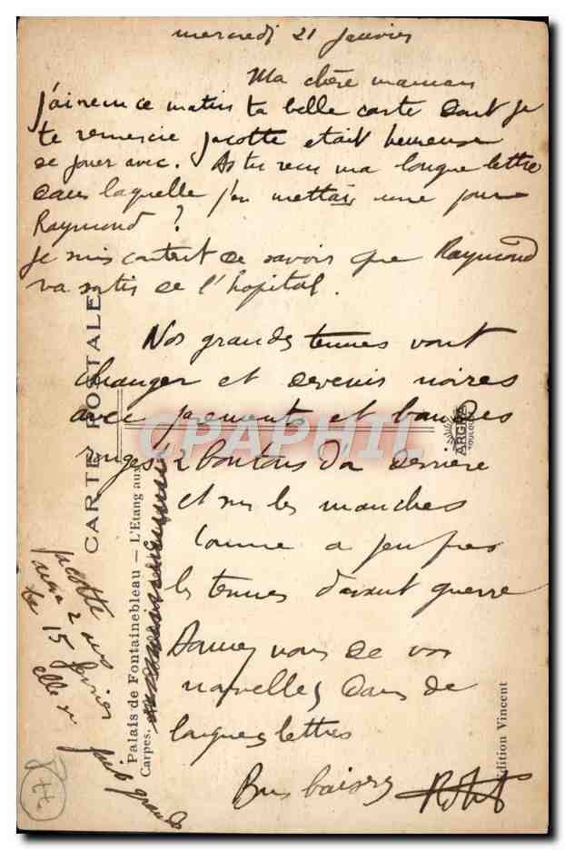 Fiesta en Rayssoud — Palacio de Fontainebleau — edición Vincent — Reverso