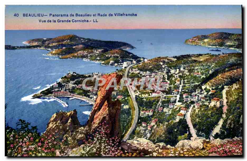 CPA Beaulieu Panorama De Beaulieu Et Rade De Villefranche Vue De La Grande Corniche