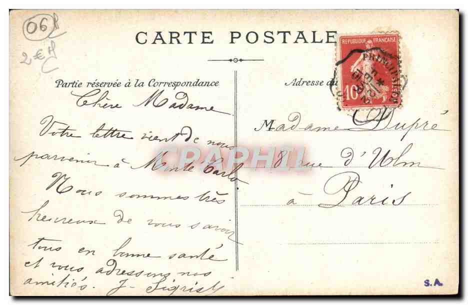 CPA Beaulieu Le Boulevard Gordon Benett — Rückseite