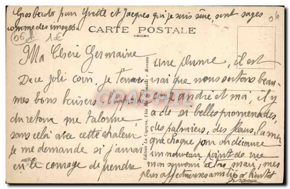 CPA Beaulieu Sur Mer Vue Sur La Pointe De Saint Hospice — Rückseite