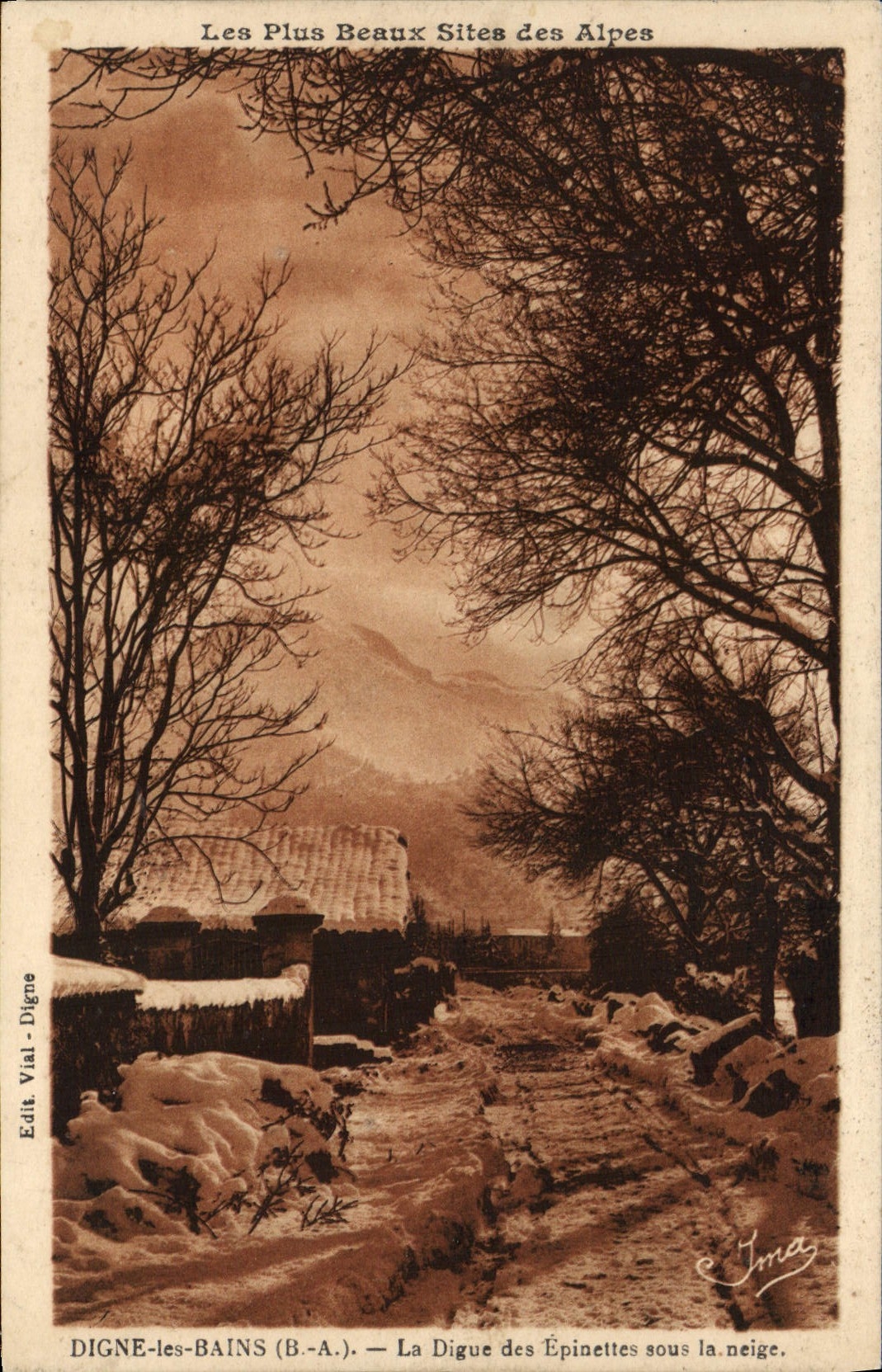 Digne-les-Bains (B.-A.) — La Digue des Épinettes sous la neige — Edit. Vial - Digne