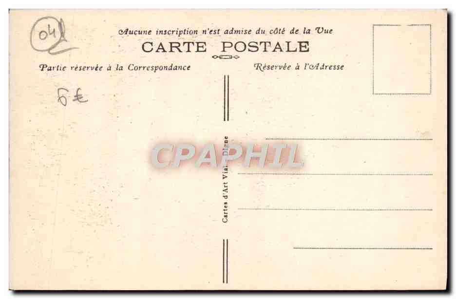 Digne-les-Bains (B.-A.) — La Digue des Épinettes sous la neige — Edit. Vial - Digne — Verso