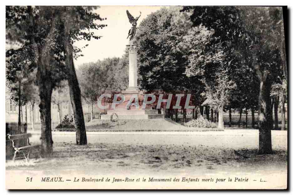 Meaux — Le Boulevard de Jean-Rose et le Monument des Enfants morts pour la Patrie — L.L.
