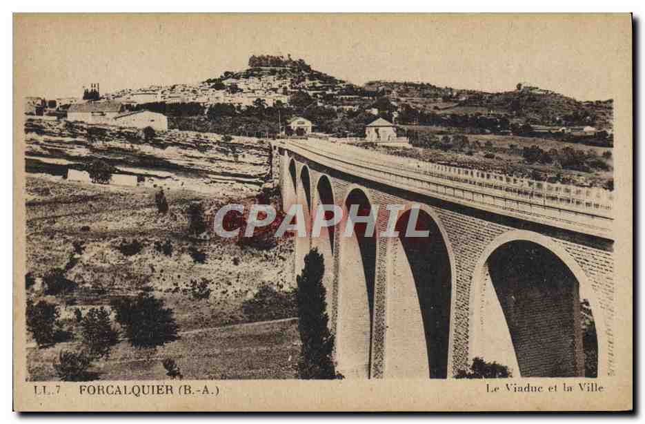 CPA Forcalquier Le Viaduc et la ville 