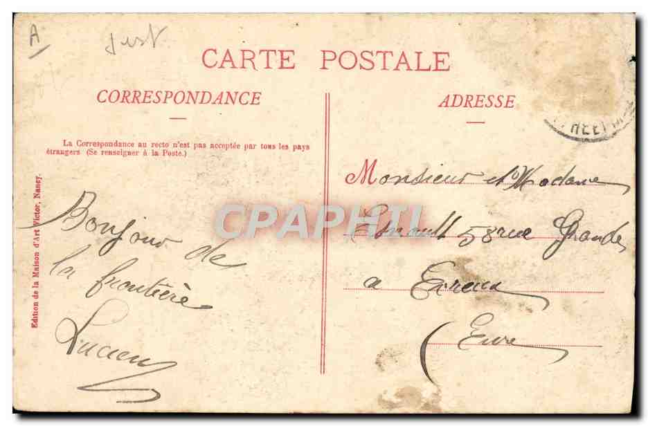 CPA Douanes Douaniers Frontiere franco allemande Une arrestation de contrebandiers  — Rückseite