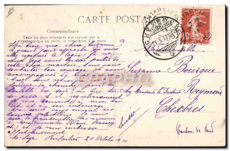 CPA Douanes Douaniers Montagnes du Doubs Une heureuse capture Chien  — Rückseite