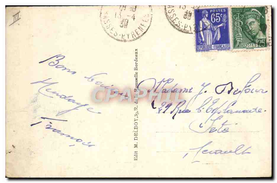 CPA Douanes Douaniers Frontiere Franc espagnole Pont international de Behobie  — Rückseite