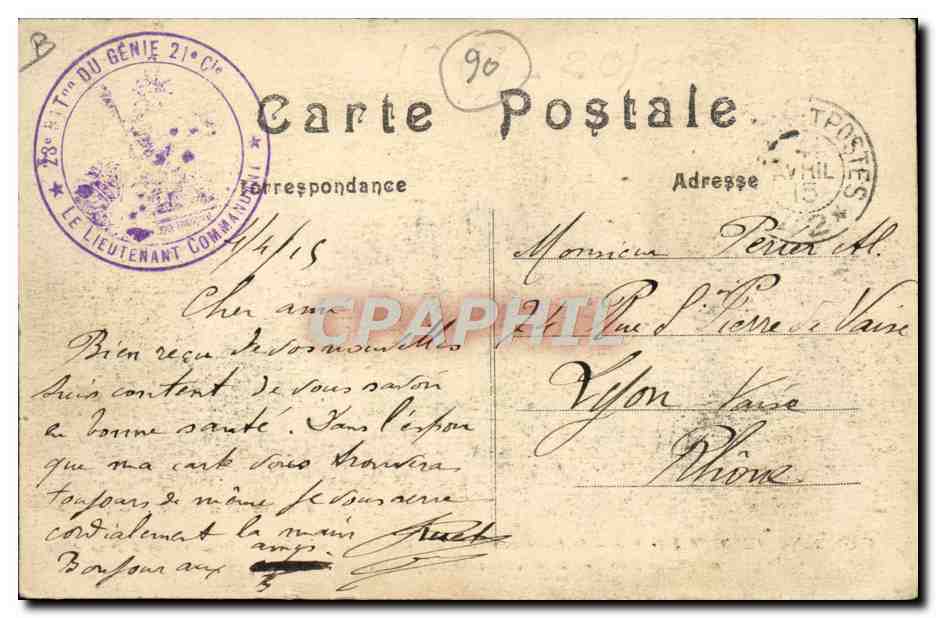CPA Douanes Douaniers Campagne d'Alsace Le lieutenant colonel Richard et la garde du drapeau du 171eme Montreux Vieux — Rückseite