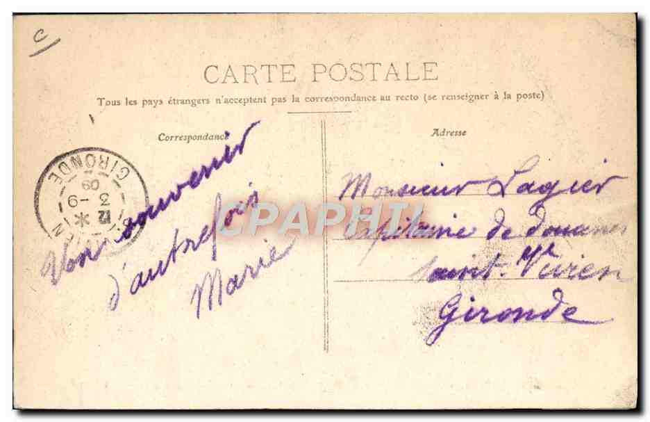 Frontière Franco-Suisse — Douaniers Français à l'Embuscade — Bellegarde (Déposé) n°502 — Rückseite